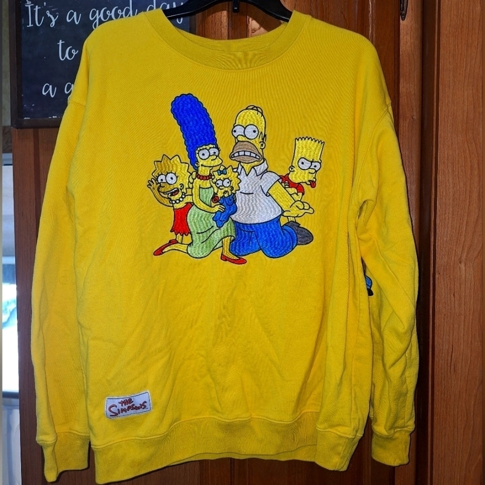 A Simpsons Yellow Embroidered Sweater In A Mens Medium. Pre-loved